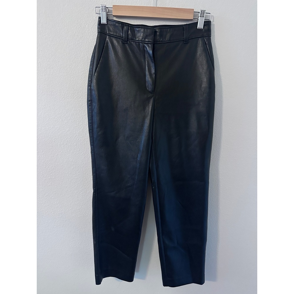 Babaton Command Vegan Leather Pants 2 Black Excellent Cropped Straight Leg